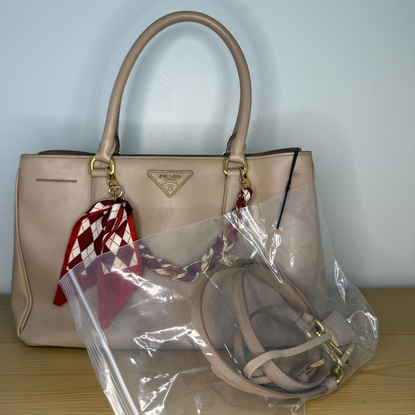Prada Galleria Cameo Beige Saffiano Leather Bag