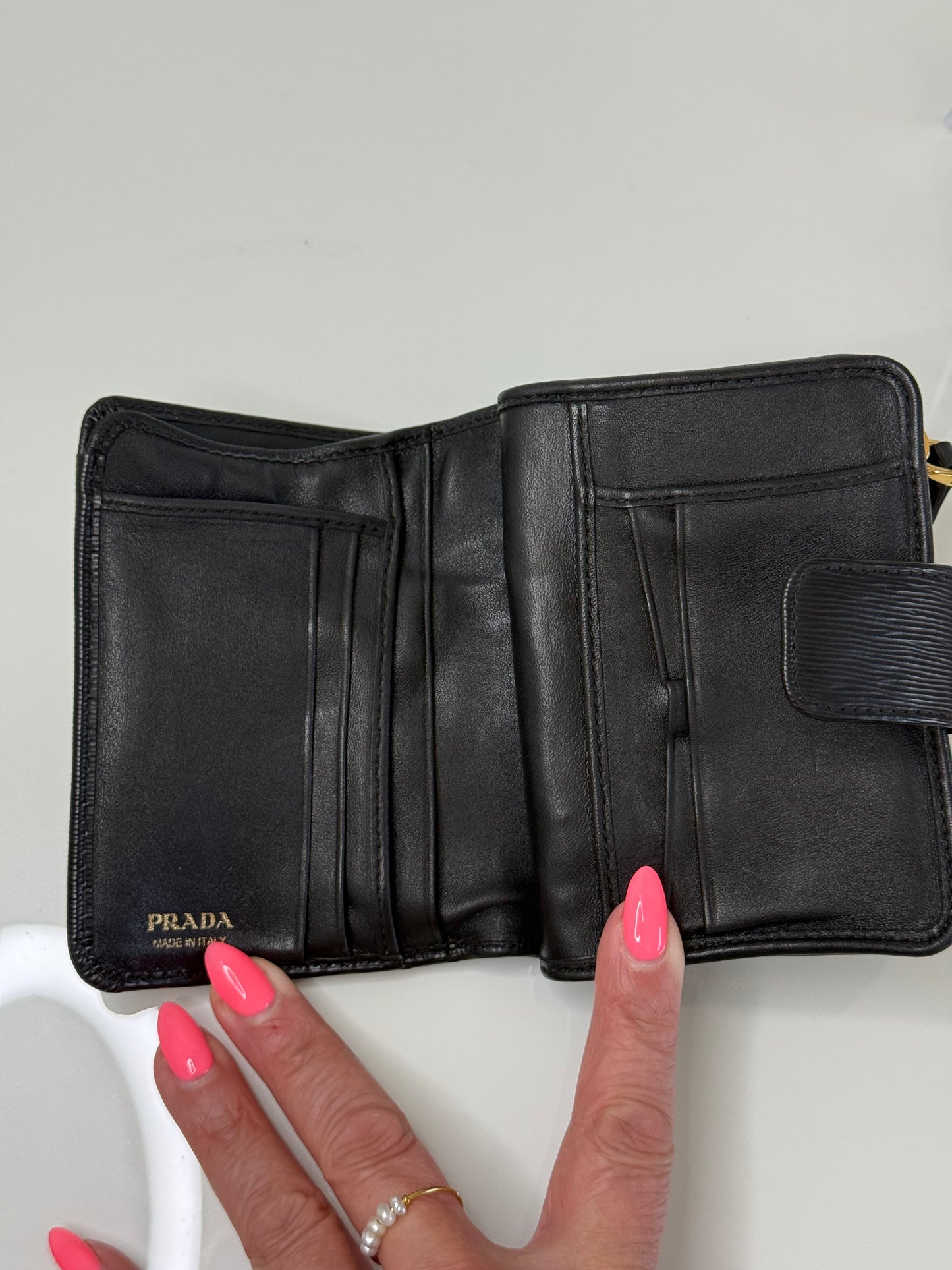 Prada Saffiano Black Compact Wallet
