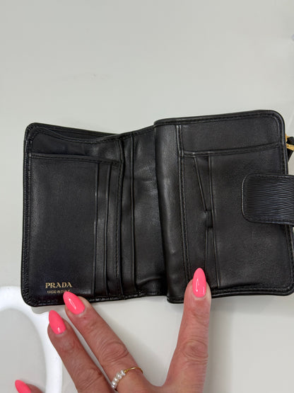 Prada Saffiano Black Compact Wallet
