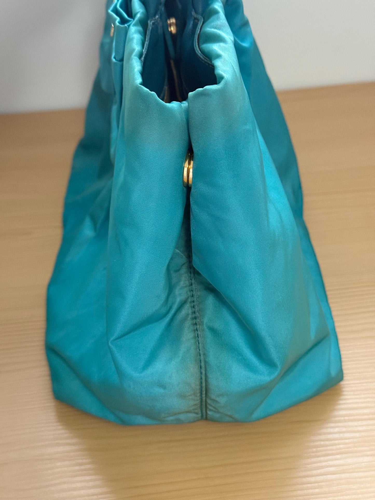 AUTHENTIC Prada Bow Tote Tessuto Turquoise Nylon Bag