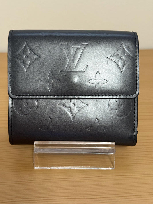 AUTHENTIC LOUIS VUITTON Monogram Matte Blue Portefeiulle Elise Trifold Wallet