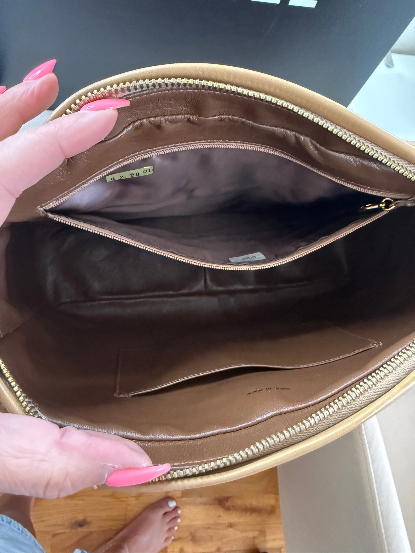 Chanel Vintage Beige Large Lambskin Camera Bag