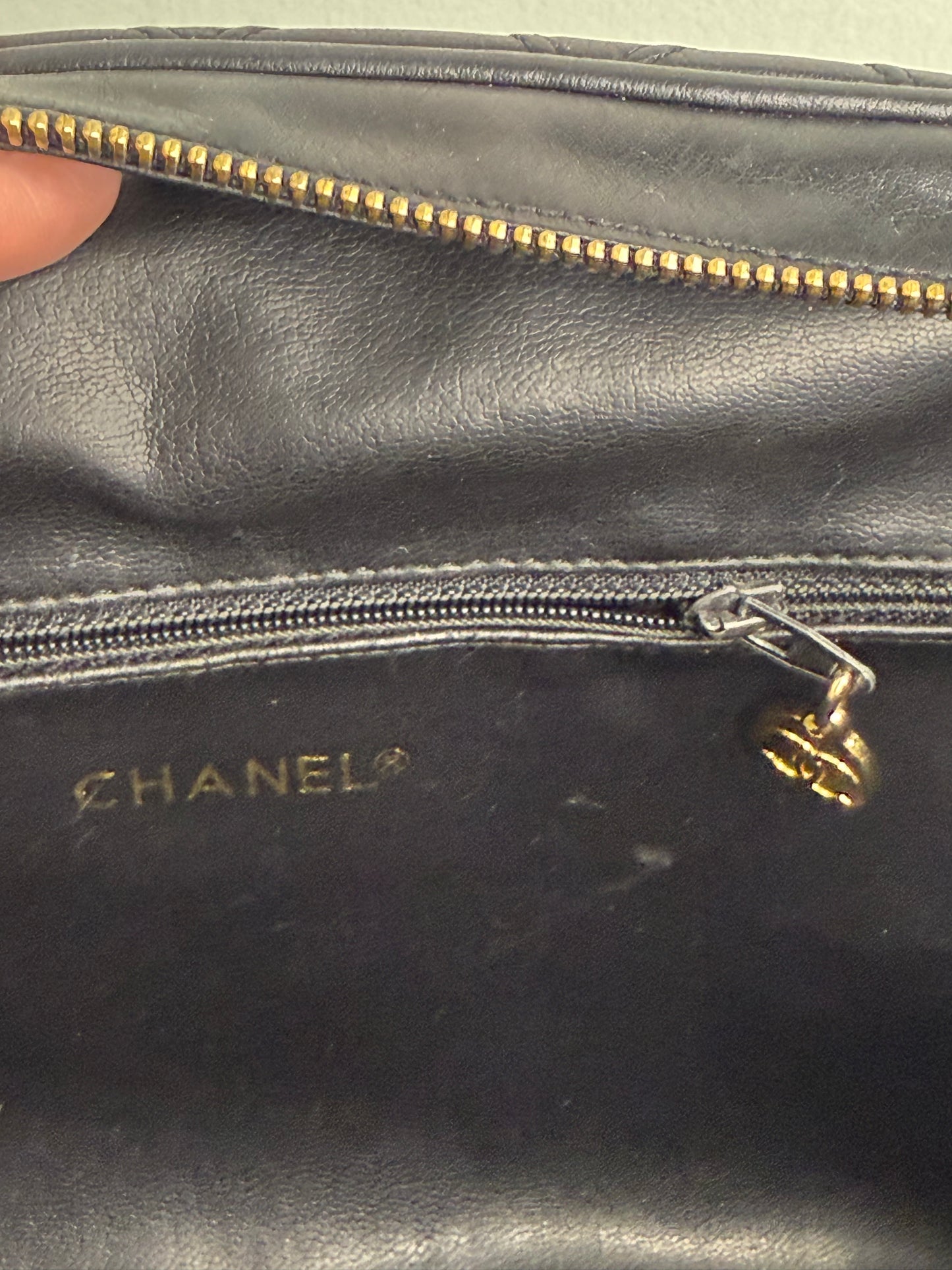 Chanel Vintage Black Quilted Lambskin Shoulder Bag