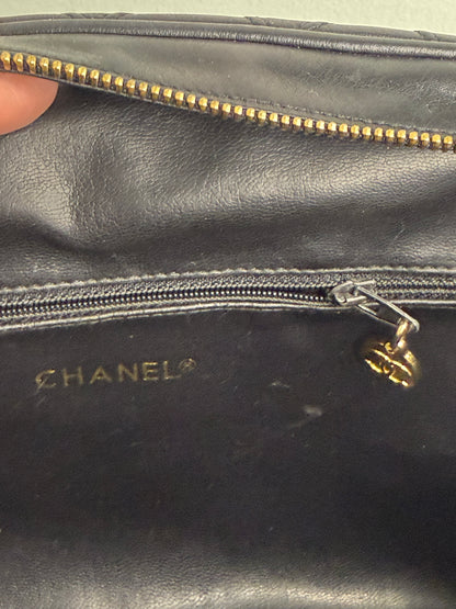 Chanel Vintage Black Quilted Lambskin Shoulder Bag