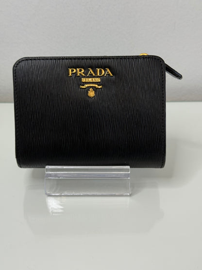 Prada Saffiano Black Compact Wallet