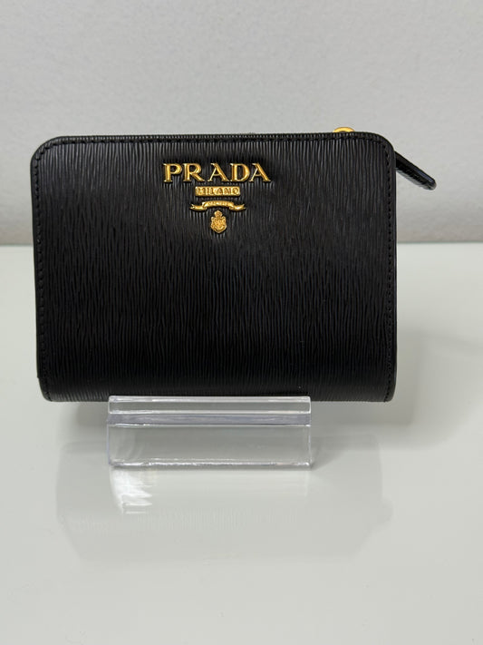 Prada Saffiano Black Compact Wallet