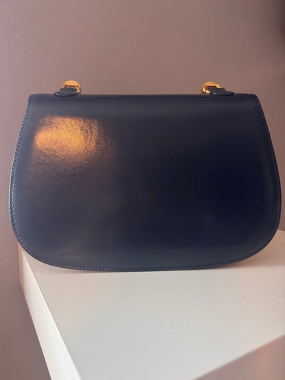 Gucci Vintage Black 1947 Bamboo Top Handle