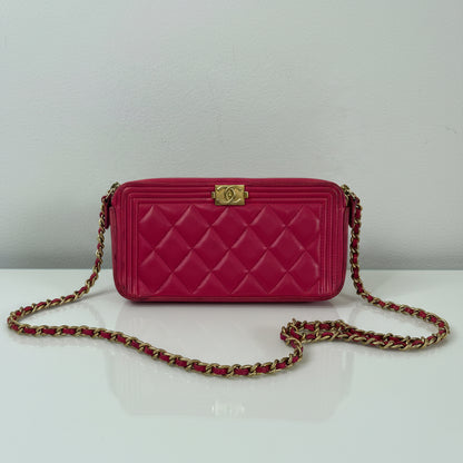 Chanel Fuchsia Pink Quilted Boy WOC