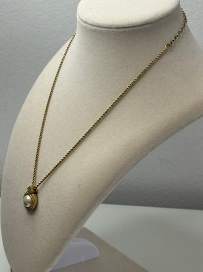 Christian Dior Vintage Round Faux Peal Pendant with Rhinestones