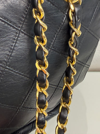 Chanel Vintage Black Quilted Lambskin Shoulder Bag