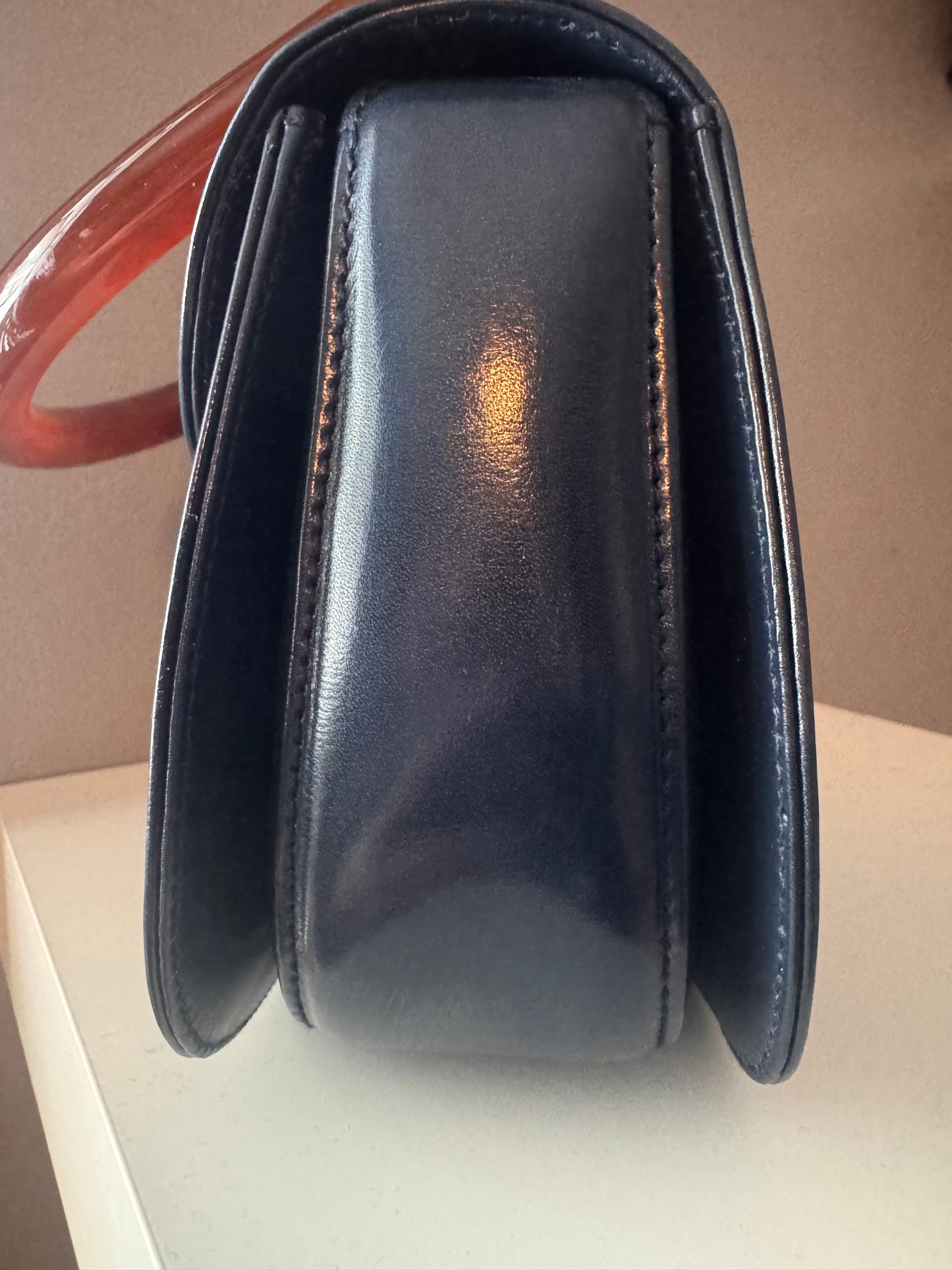 Gucci Vintage Black 1947 Bamboo Top Handle