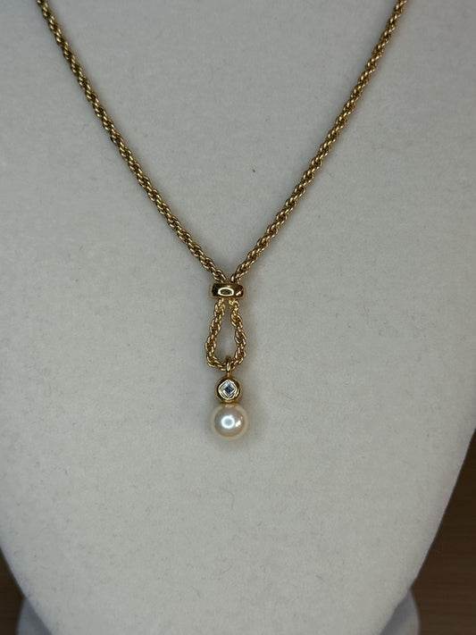 Authentic Vintage Christian Dior Pearl with Rope Chain
