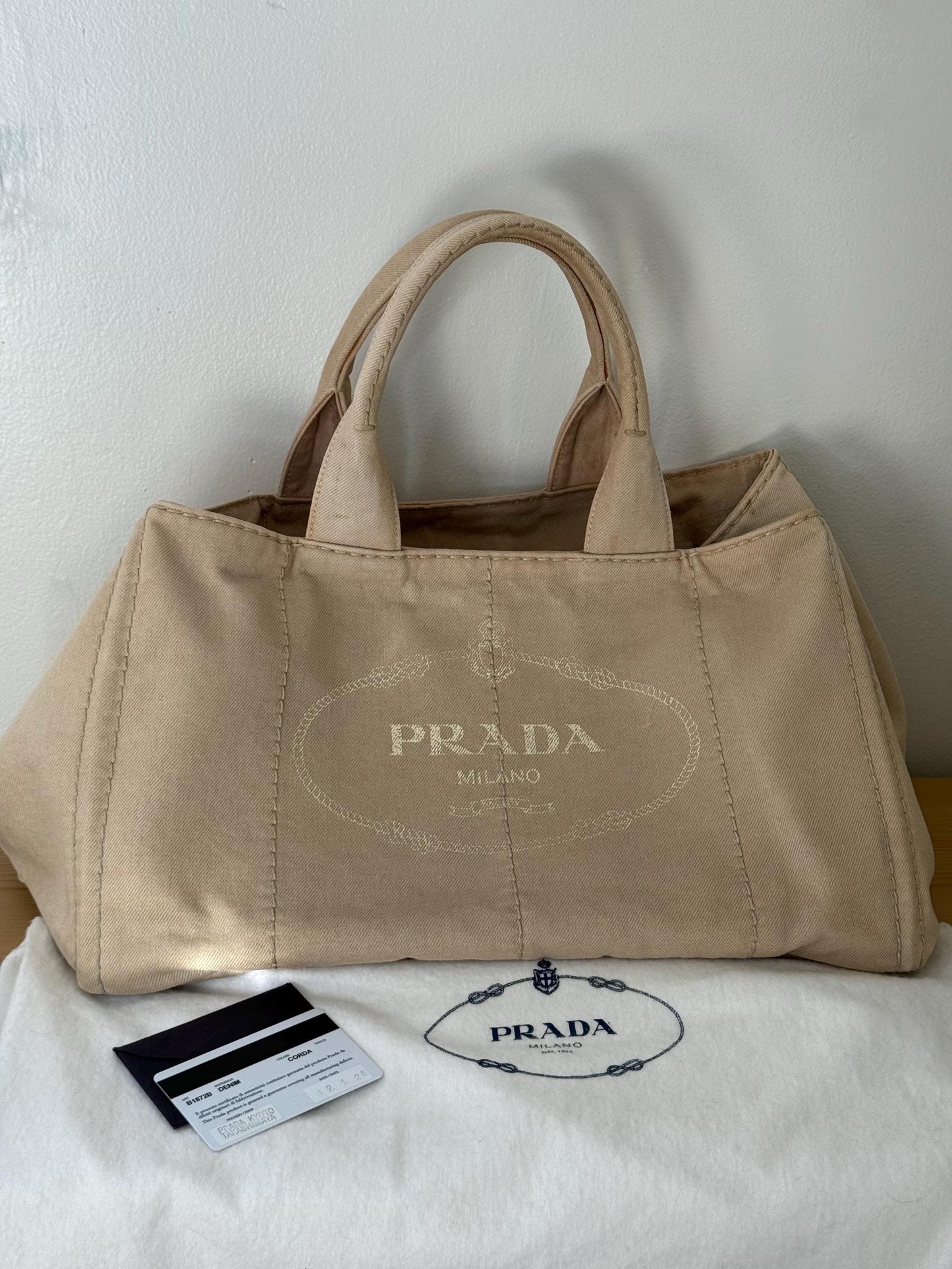 AUTHENTIC Prada Canapa Large Corda Beige Denium