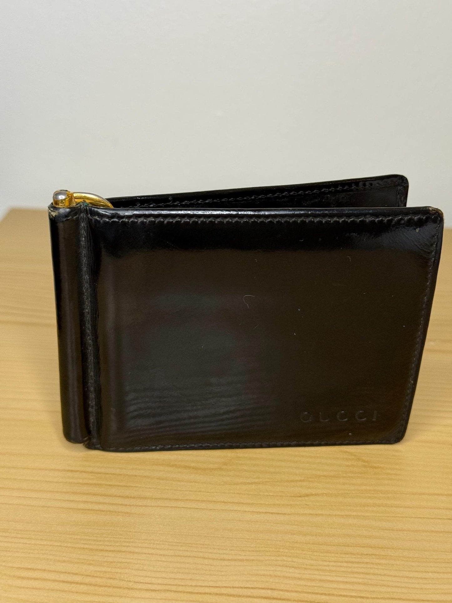 AUTHENTIC Gucci Black Bifold Card and Money Clip Leather Men’s Wallet