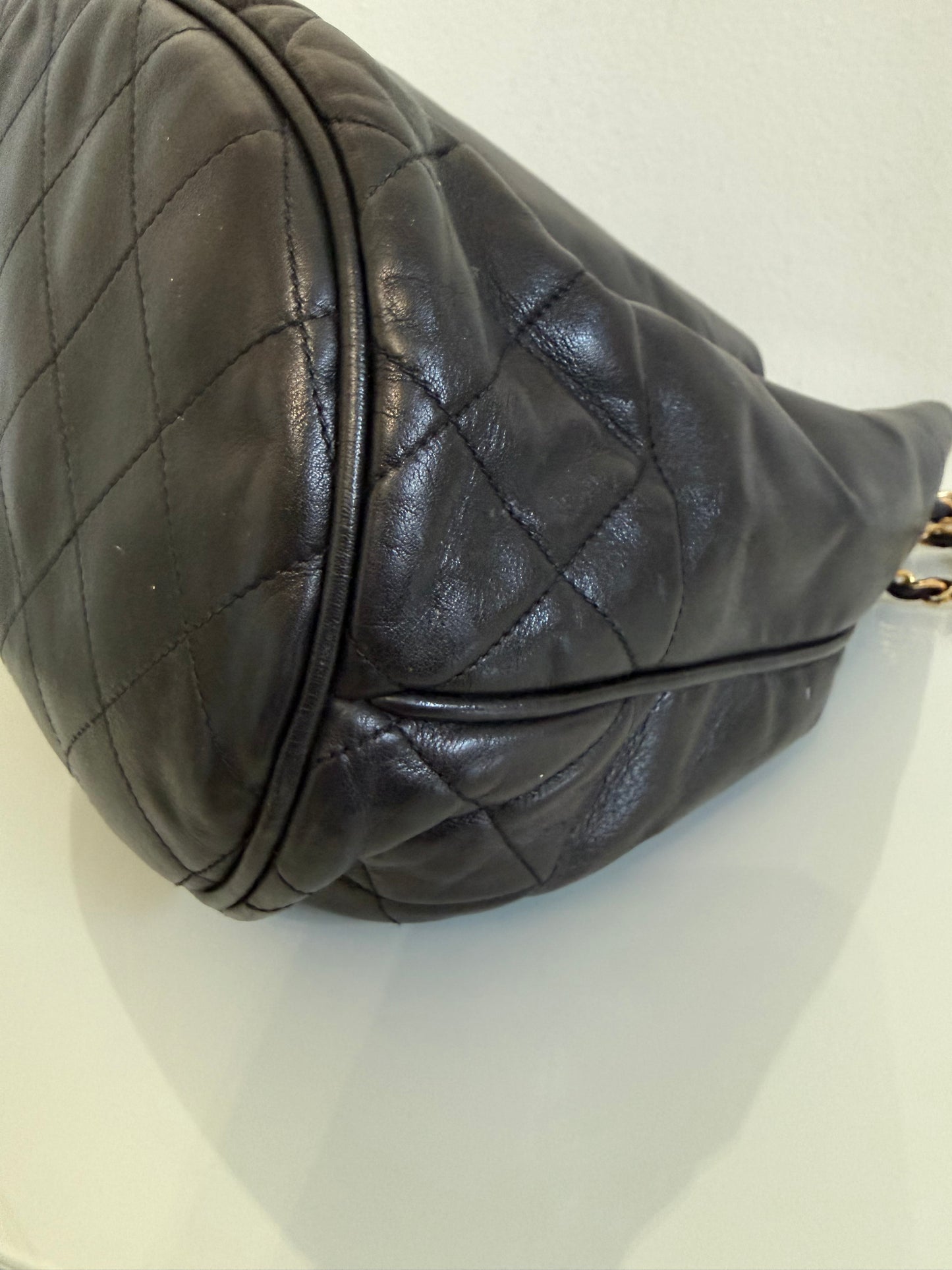 Chanel Vintage Black Lambskin Bucket Bag