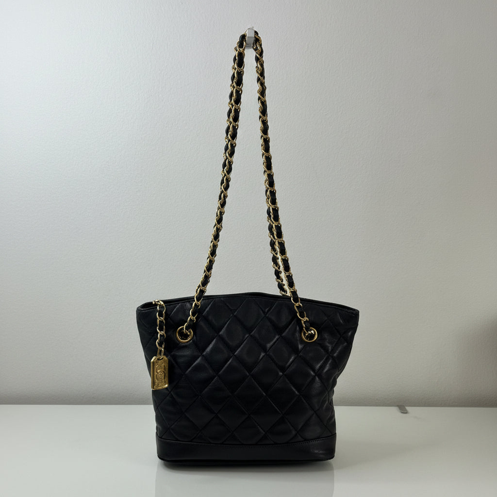 Chanel Black Vintage Quilted Black Lambskin Bag