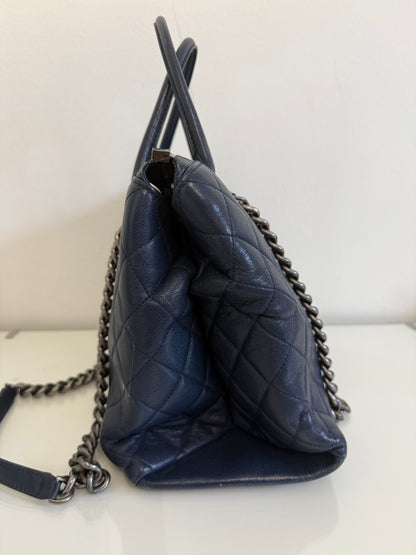 Chanel 31 RUE Cambon Navy Goatskin with Ruthenium Chain Straps Handbag