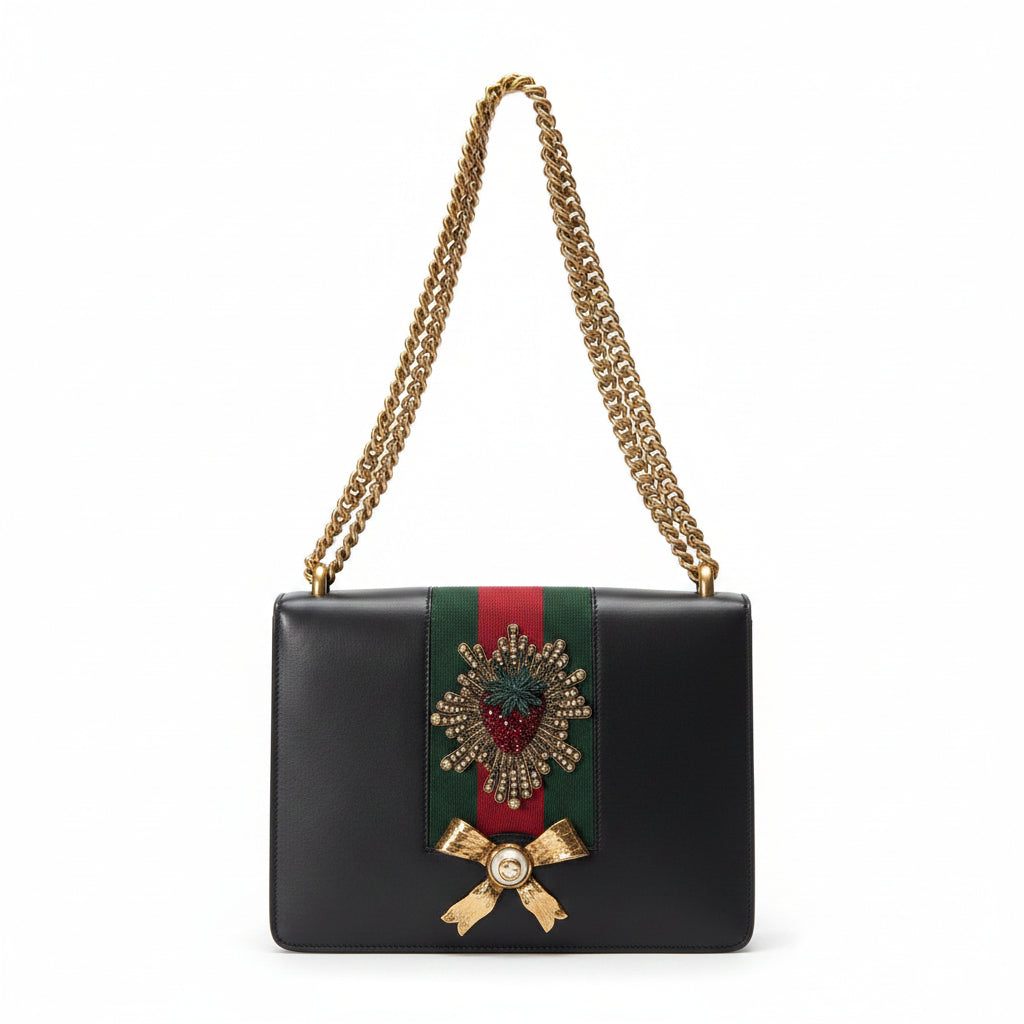 Gucci Peony Medium Strawberry Chain Shoulder Bag