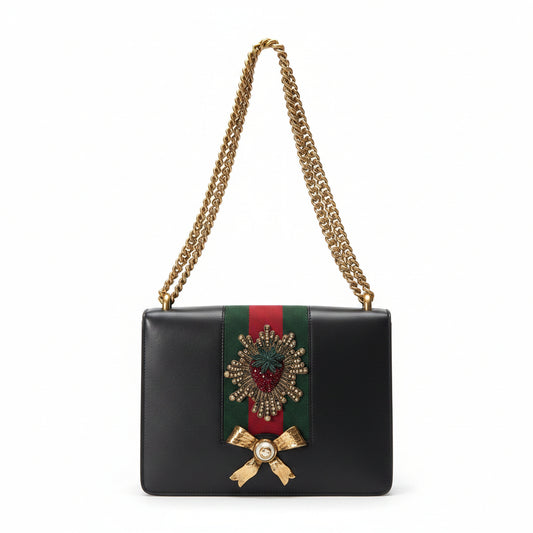 Gucci Peony Medium Strawberry Chain Shoulder Bag