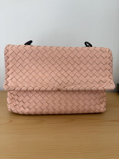 Bottega Veneta small Olimpia shoulder bag in blush pink nappa intrecciato leather
