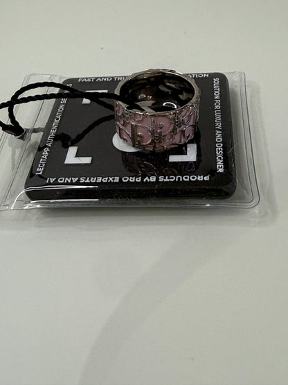 Christian Dior Pink Enamel Oblique Trotter Ring