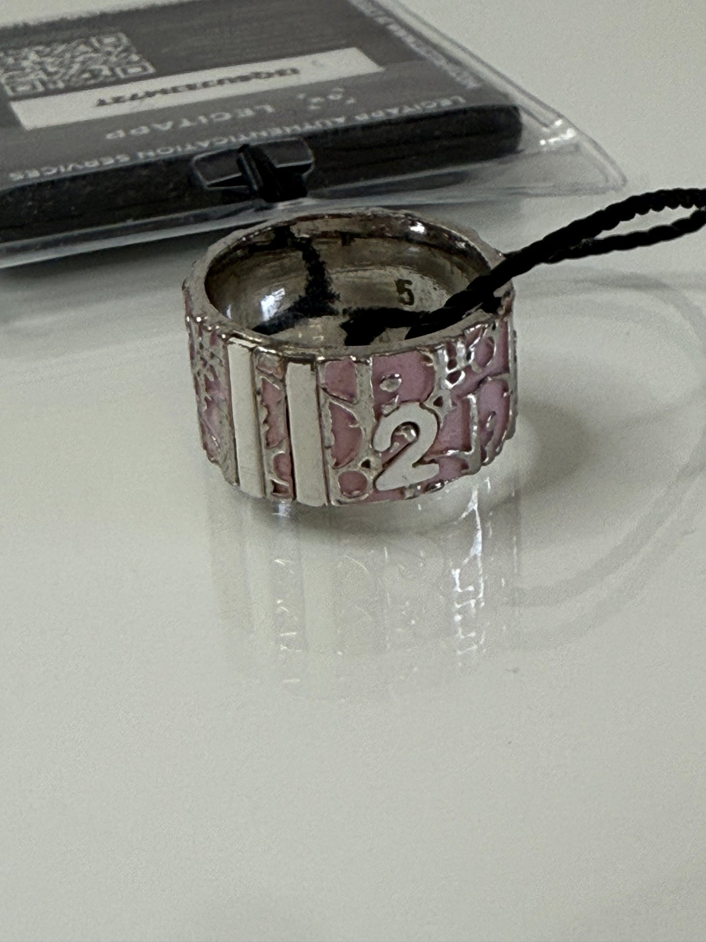 Christian Dior Pink Enamel Oblique Trotter Ring