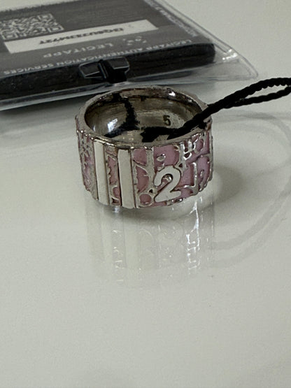 Christian Dior Pink Enamel Oblique Trotter Ring