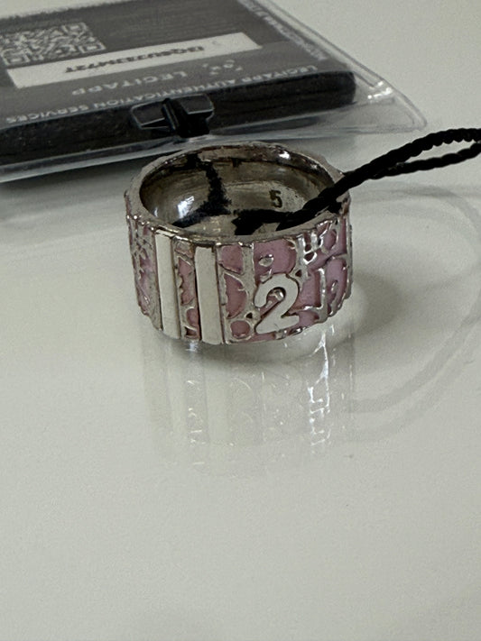 Christian Dior Pink Enamel Oblique Trotter Ring