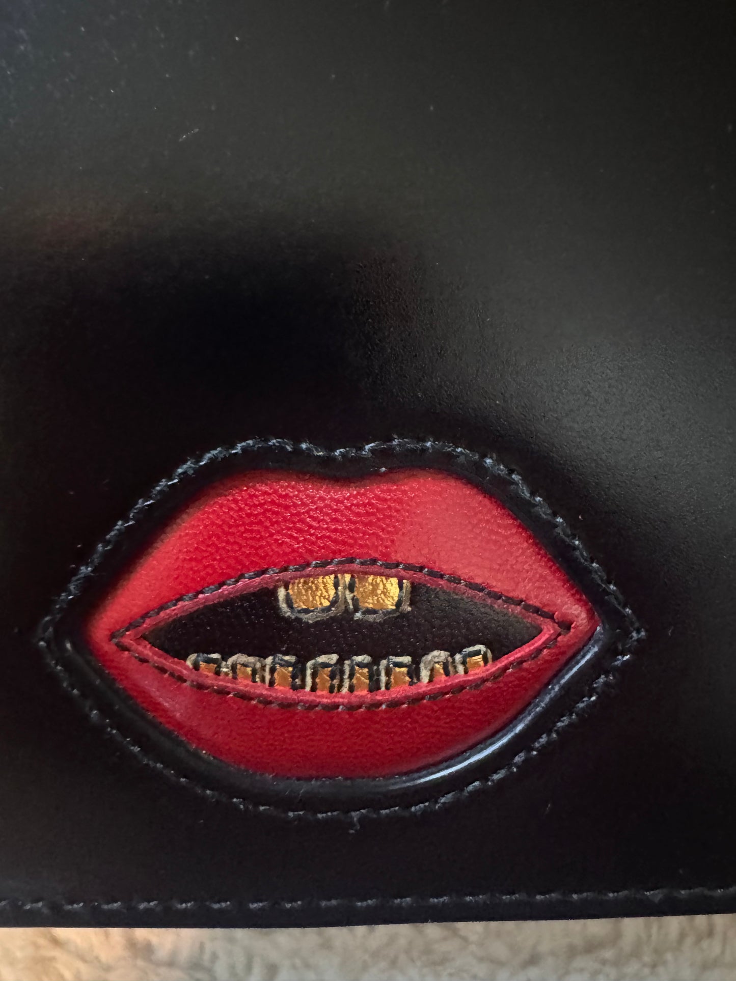 Gucci Black Smooth Leather GG Marmont Heart Shoulder Bag