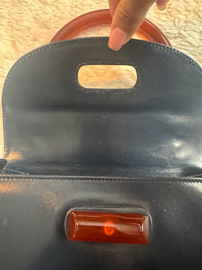 Gucci Vintage Black 1947 Bamboo Top Handle