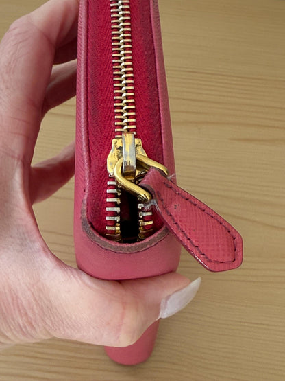 Prada Saffiano Long Zip Around Peonia