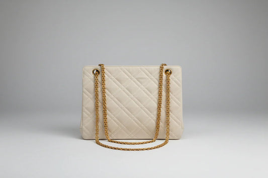 Chanel Mademoiselle Bijoux Chain Cream Cloth Shoulder Bag