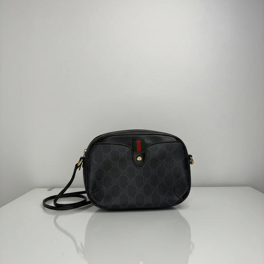 Gucci Vintage GG Supreme Web Sherry Line Crossbody PVC Black