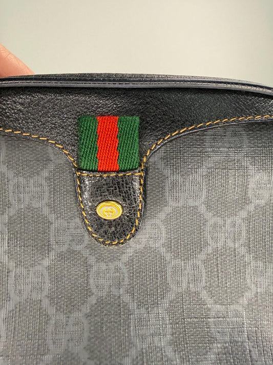Gucci Vintage GG Supreme Web Sherry Line Crossbody PVC Black