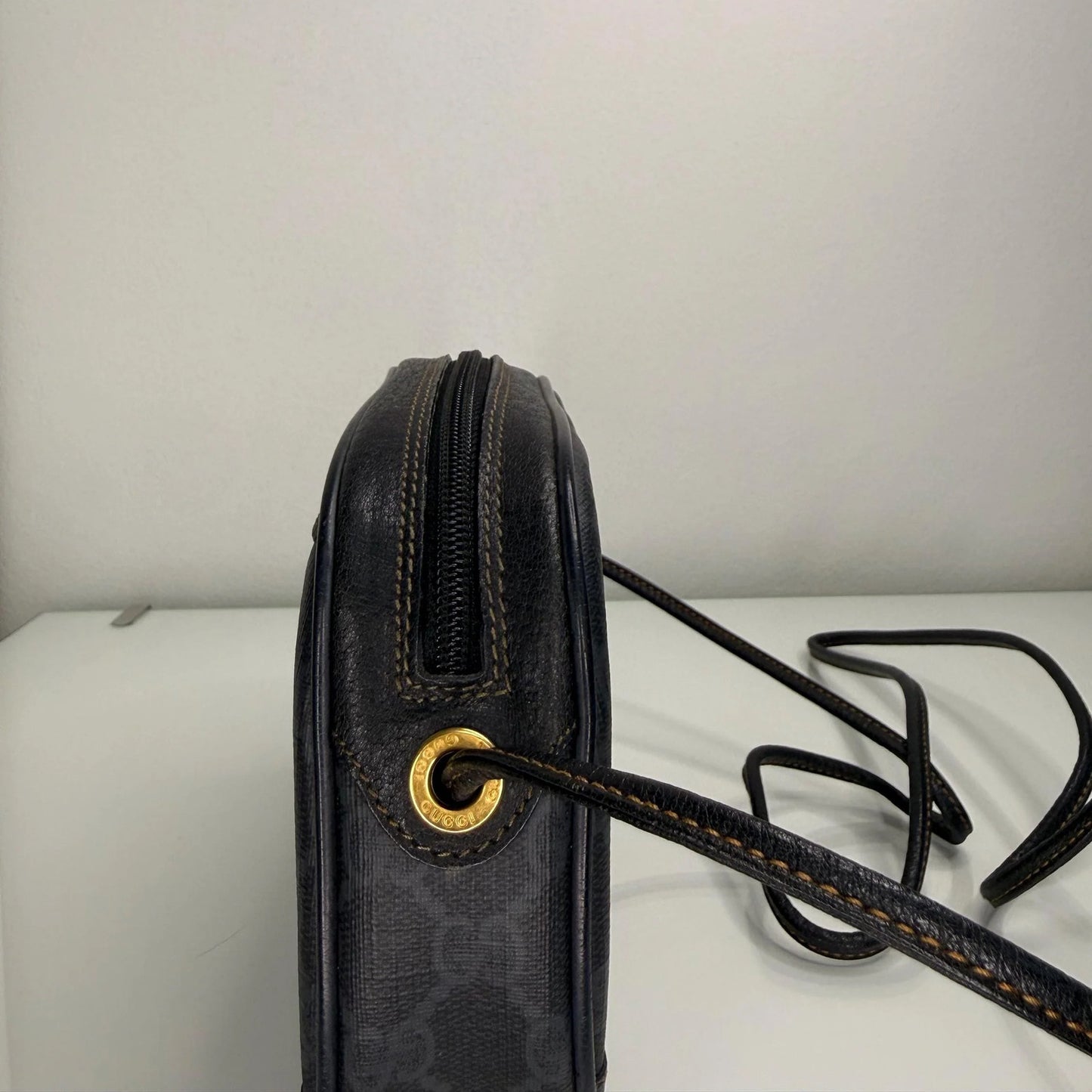 Gucci Vintage GG Supreme Web Sherry Line Crossbody PVC Black