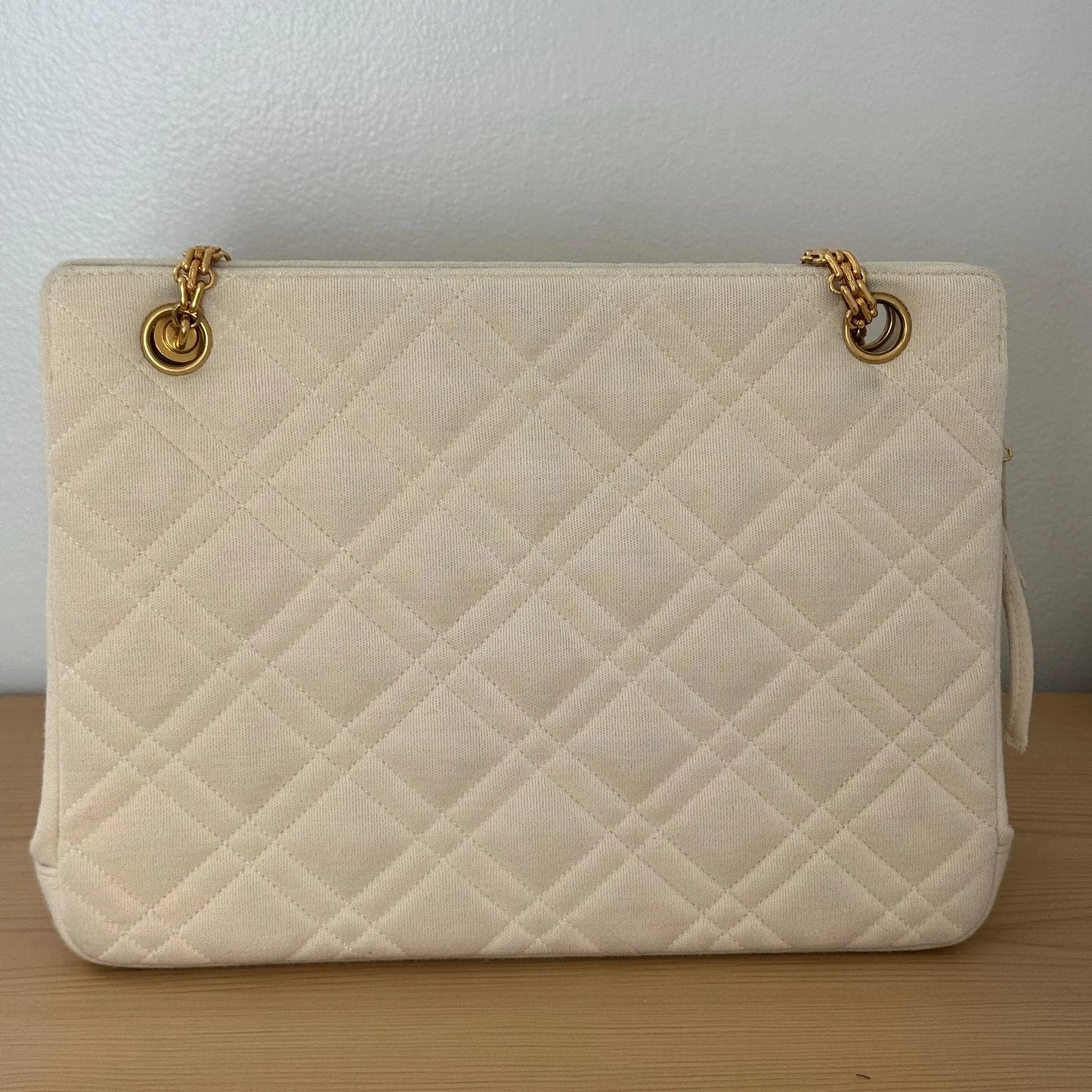 Chanel Mademoiselle Bijoux Chain Cream Cloth Shoulder Bag