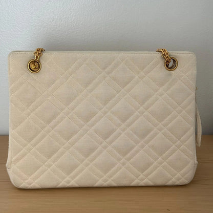 Chanel Mademoiselle Bijoux Chain Cream Cloth Shoulder Bag
