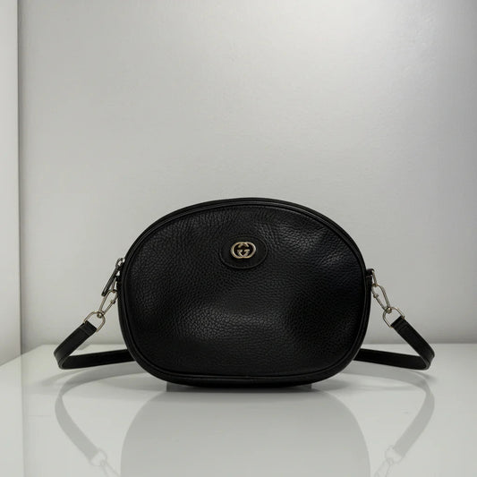Gucci Vintage Black Leather with Interlocking GG
