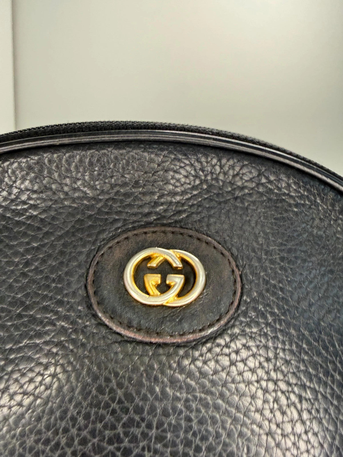 Gucci Vintage Black Leather with Interlocking GG