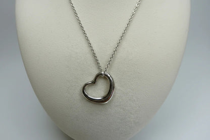 Tiffany Elsa Peretti Sterling Silver Open Heart Necklace