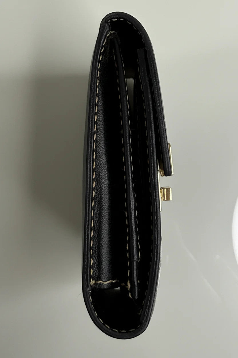 Gucci Vintage Black Leather and Gold Hardware Wallet