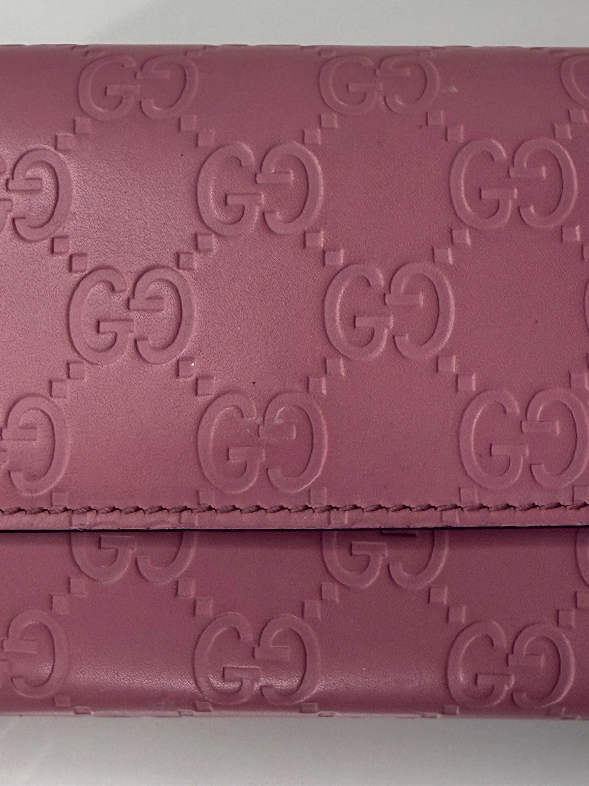 Gucci Guccissima Long Pink Leather Wallet with chain