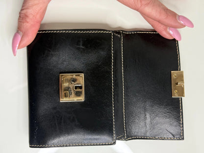Gucci Vintage Black Leather and Gold Hardware Wallet