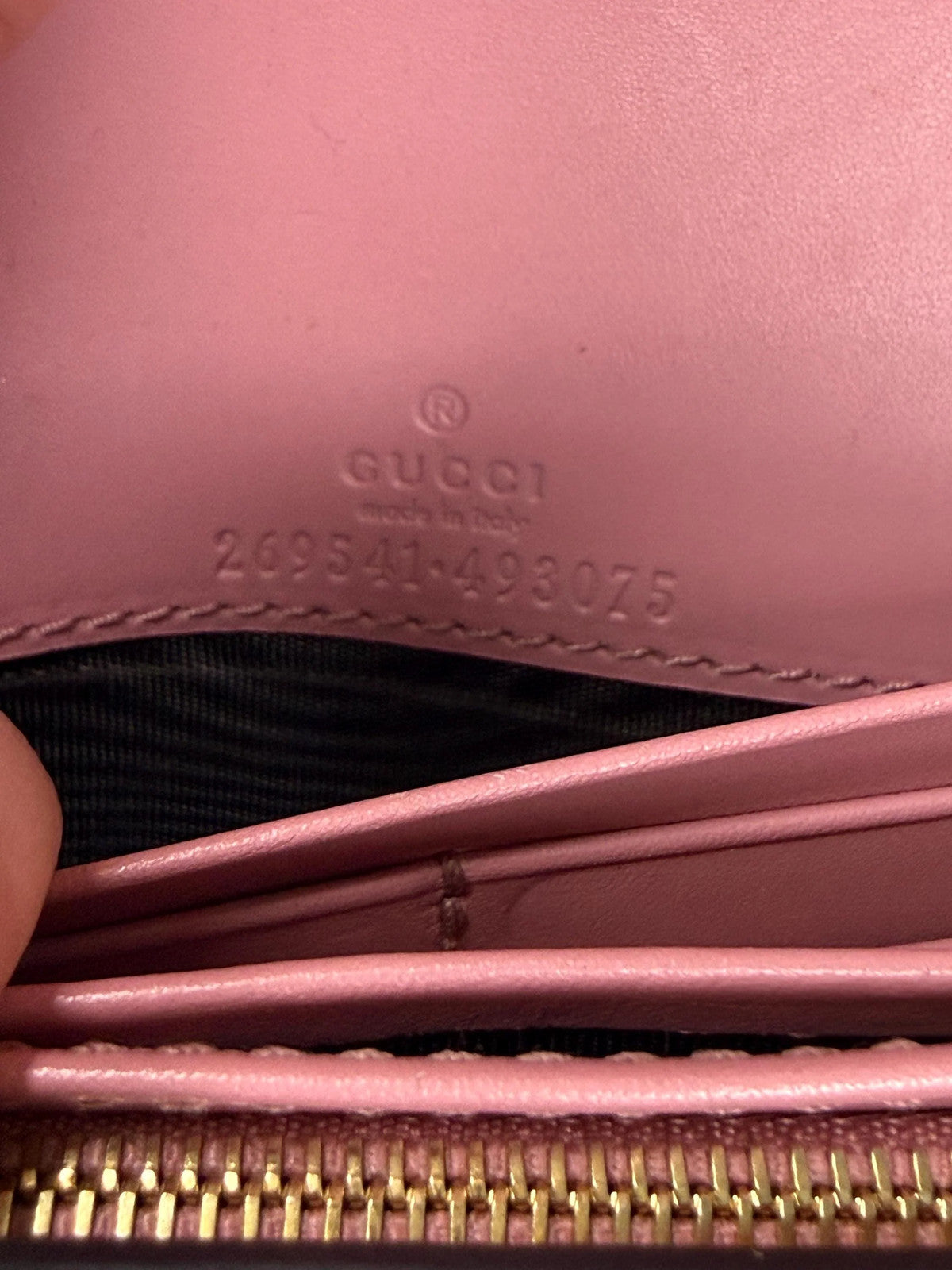 Gucci Guccissima Long Pink Leather Wallet with chain