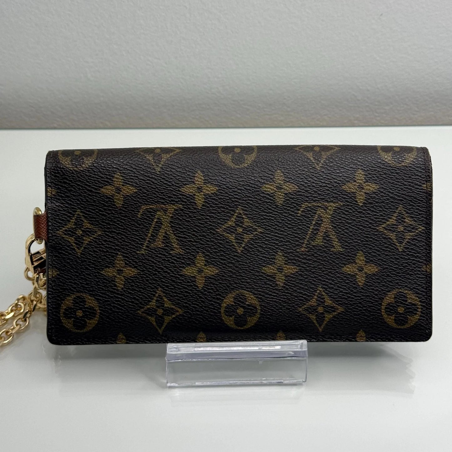 Louis Vuitton Monogram Accordion Wallet with non branded wristlet chain