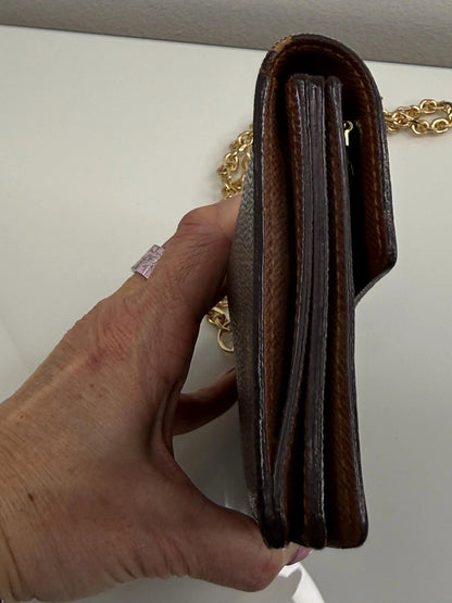 Louis Vuitton Monogram Accordion Wallet with non branded wristlet chain