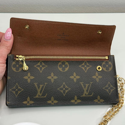 Louis Vuitton Monogram Accordion Wallet with non branded wristlet chain