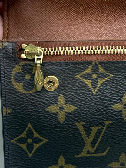 Louis Vuitton Monogram Accordion Wallet with non branded wristlet chain