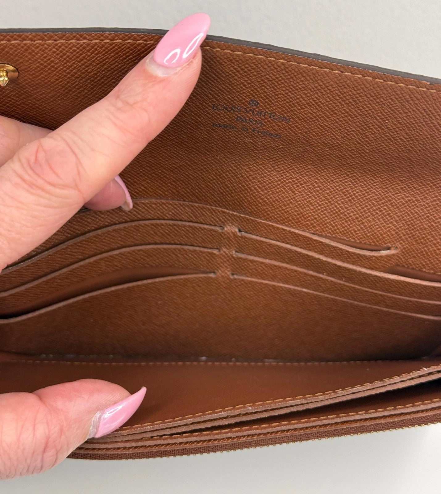 Louis Vuitton Monogram Accordion Wallet with non branded wristlet chain