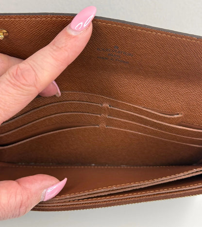 Louis Vuitton Monogram Accordion Wallet with non branded wristlet chain